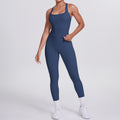 fashion double-sided brushed pure color tight i-shaped back sports suit running fitness yoga clothes two-piece set