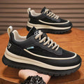 Thick sole travel men's shoes winter black waterproof leather work safety shoes men's running non-slip sports dad shoes