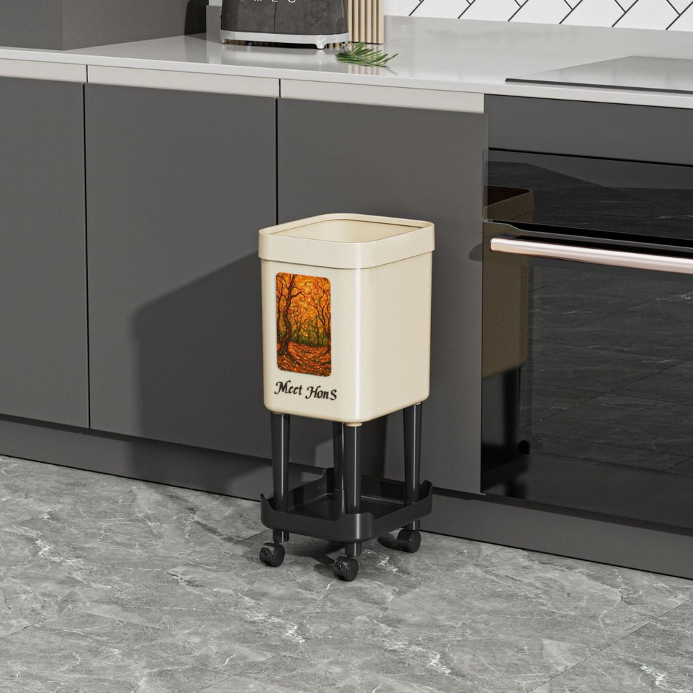 No-bending, high-style new tall kitchen trash can, household large-capacity wheeled and movable sanitary bin