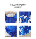 girldress blue lantern sleeves with belt patchwork a-line skirt printingkidssummerworkwear skirt