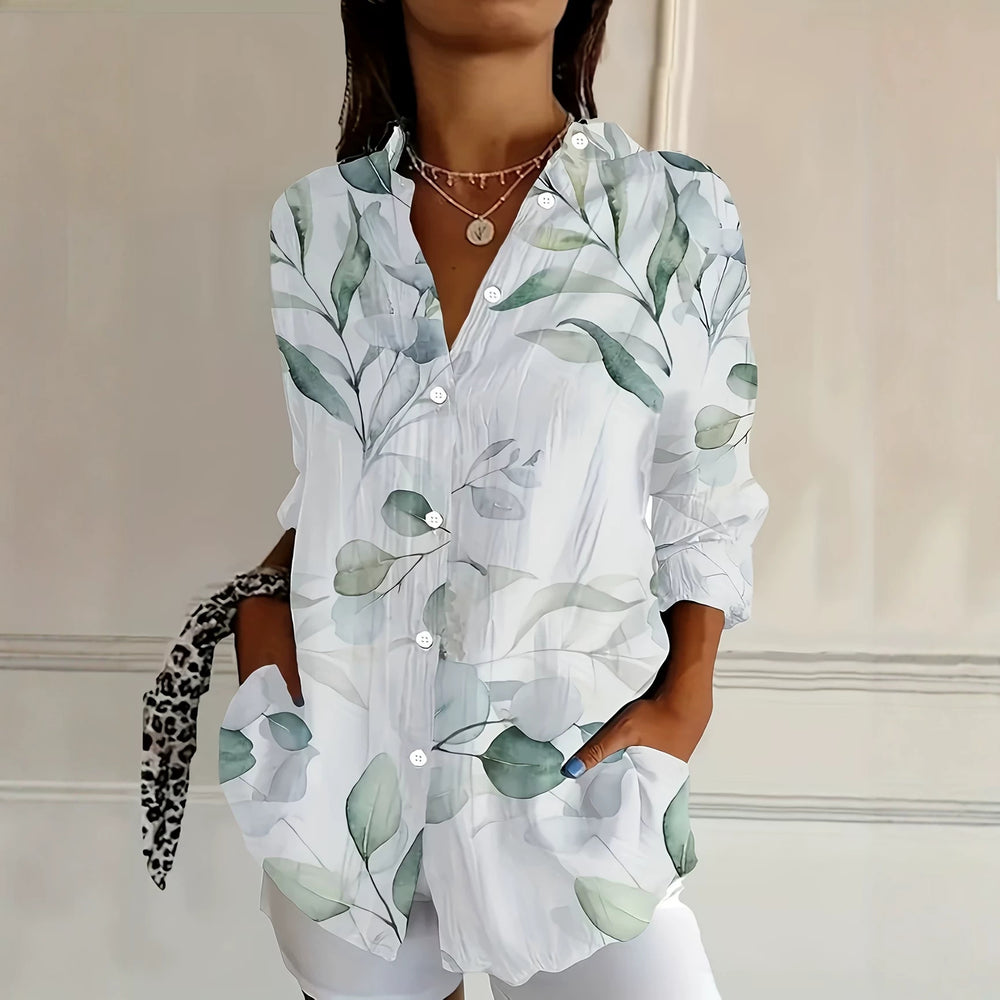 wholesale women's long-sleeved shirts, trendy all-season shirts with popular cross-border print designs, dropshipping available