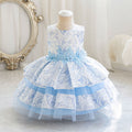 Wholesale children's dresses for export: lace floral tiered princess dress, baby girl's first birthday dress, evening gown