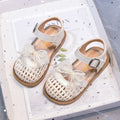 Vancahao girls' lace bowknot woven hollow-out sandals -  summer new collection - kids' closed-toe beach shoes - trendy style