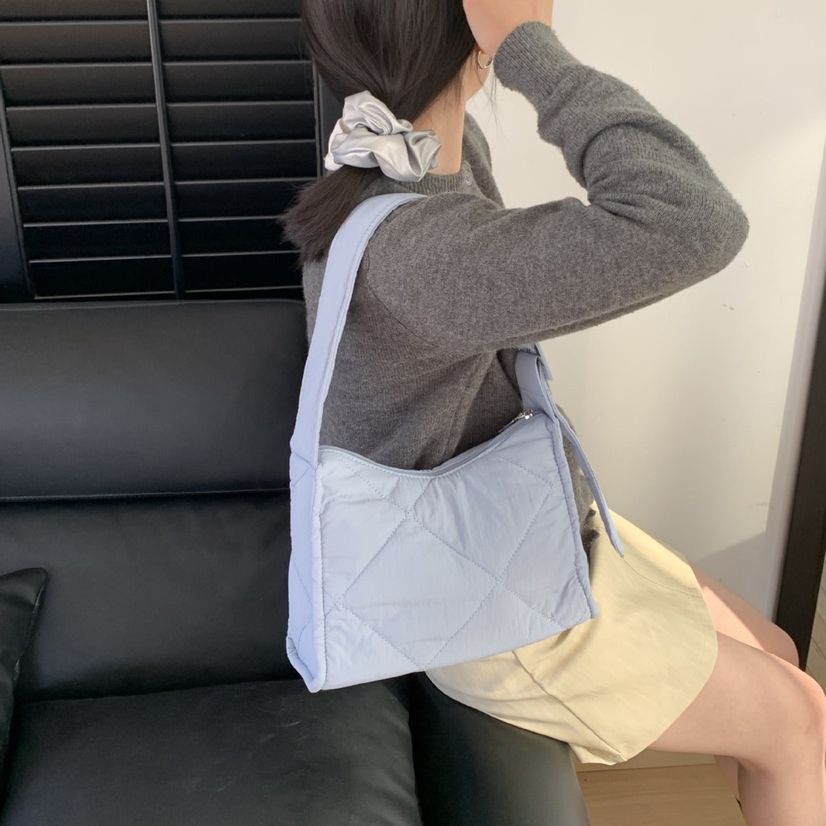 Bag Women's New Shoulder Bag Padded Cotton Rhombus Cloud Bag Underarm Bag Simple Versatile Portable Large Capacity Bag Women's Tide