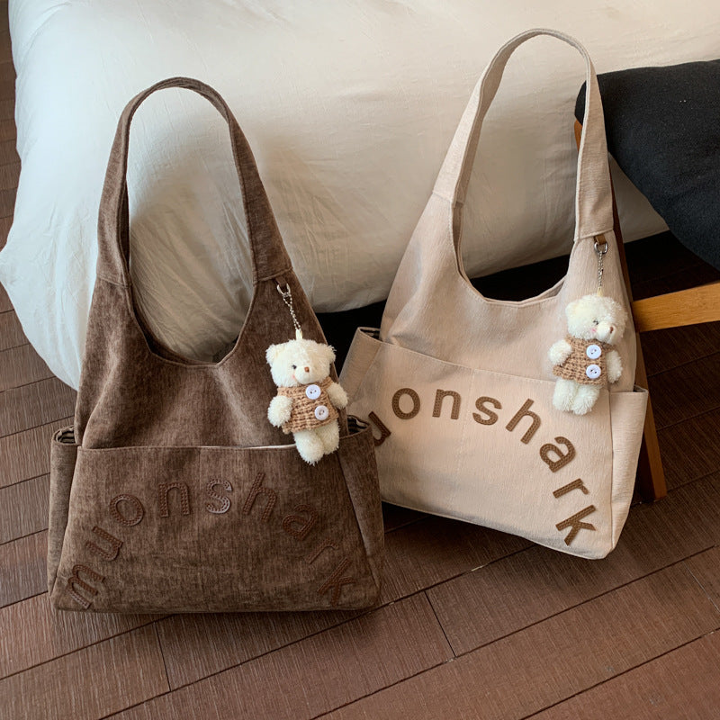 Fall and wintereasiest for match canvas bag women's new bag niche styletrendyletter shoulder bag casualartsy atmosphere handbag