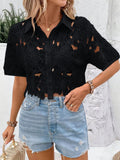 fashion women's lacefashioneasiest for matcheleganceelegantshirttopscasual holiday party cut outshirt