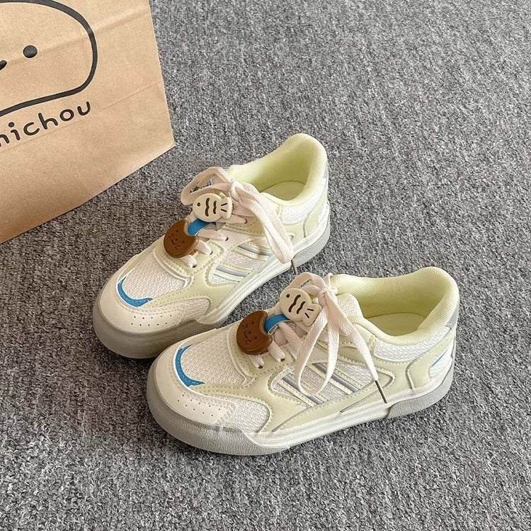Dopamine platform mesh sneakers - women's 2026 spring/summer hot seller, versatile casual skate shoes, student cartoon athletic shoes