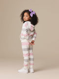 Girls' casual color block striped hoodie and jogger set - autumn activewear two-piece outfit for kids