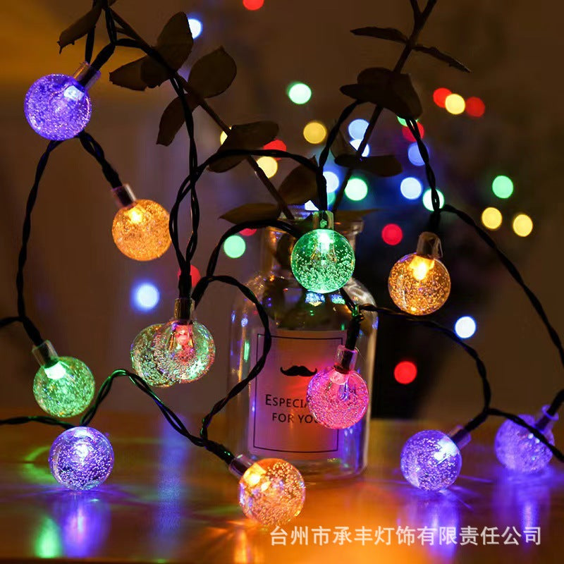 LED solar light string star light bubble ball lantern outdoor waterproof Christmas atmosphere decorative light flash wholesale