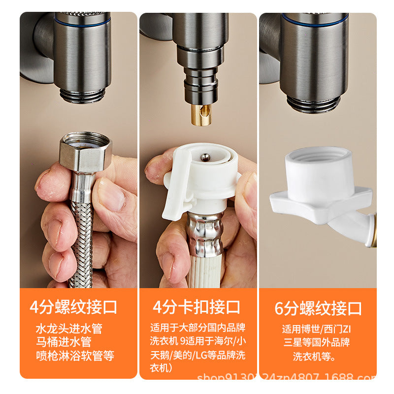 Special snap-on 46-point universal water nozzle drum angle valve connector for all-copper washing machine faucet automatic water stop valve