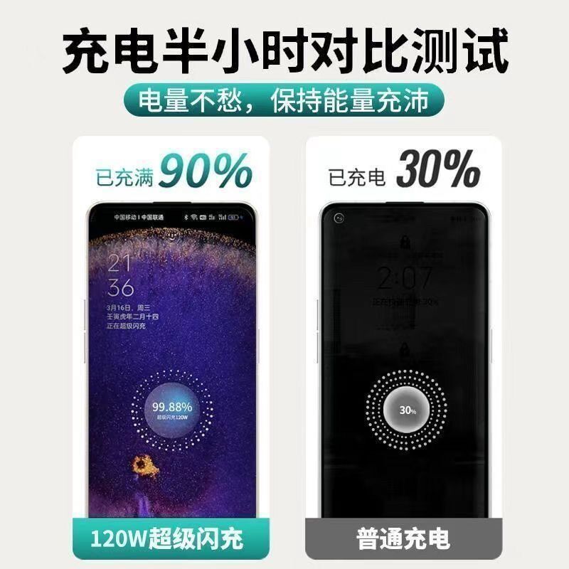 120w super flash charging is suitable for opporeno8/7/6/5pro mobile phone fidx5 charging cable 67w set 100w