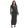 C7417 cross-border   fashion women's sleeveless bodycon rhinestone beaded elegant dress