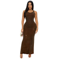 C7629 cross-border   fashion women's sexy rhinestone high-waisted reversible dress