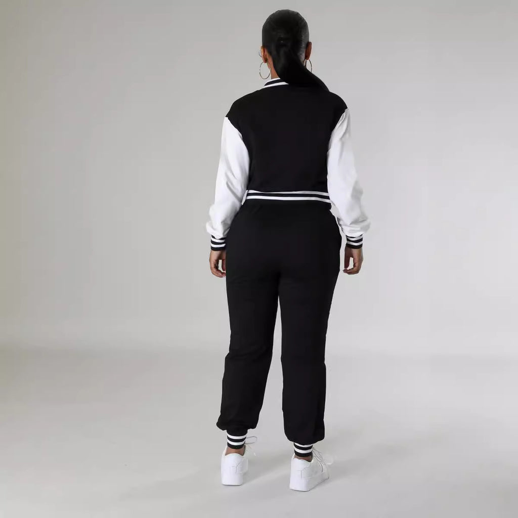 European and American  women's clothing 2024 autumn new long-sleeved cardigan breasted top waist drawstring trousers casual suit