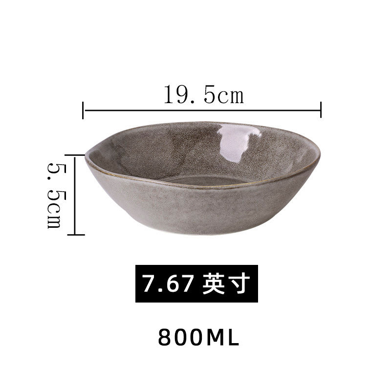 Vintage irregular creative tableware ceramic salad bowl home restaurant dessert bowl minimalist western food rice bowl
