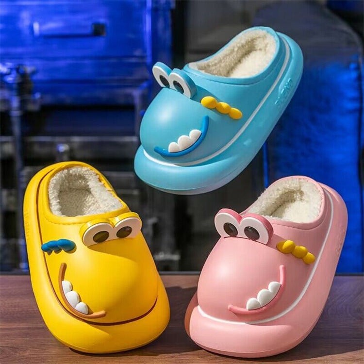 Kids cotton slippers fleece-linedoutwear fur shoes heattech baotou new arrival cartoon waterproofwinter indoor bag
