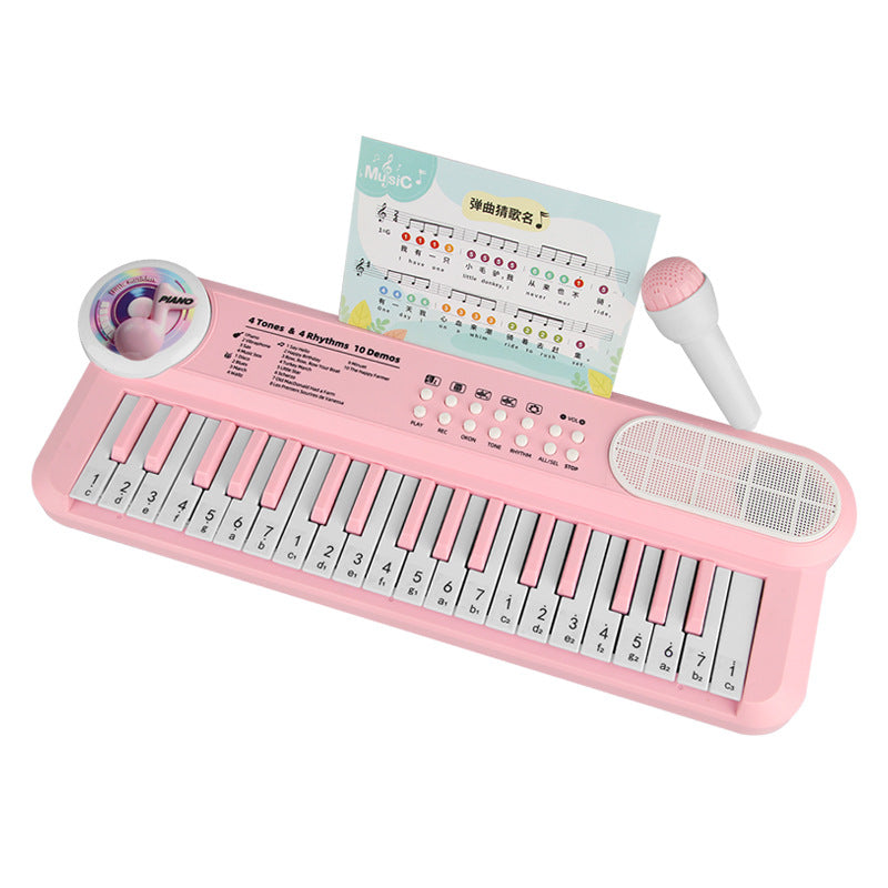 Children's electronic keyboard musical toy - beginner level piano for boys and girls - playable with microphone