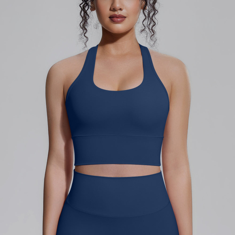 Naked-feel compression sports bra yoga top - quick-dry racerback workout tank with padded yoga bra