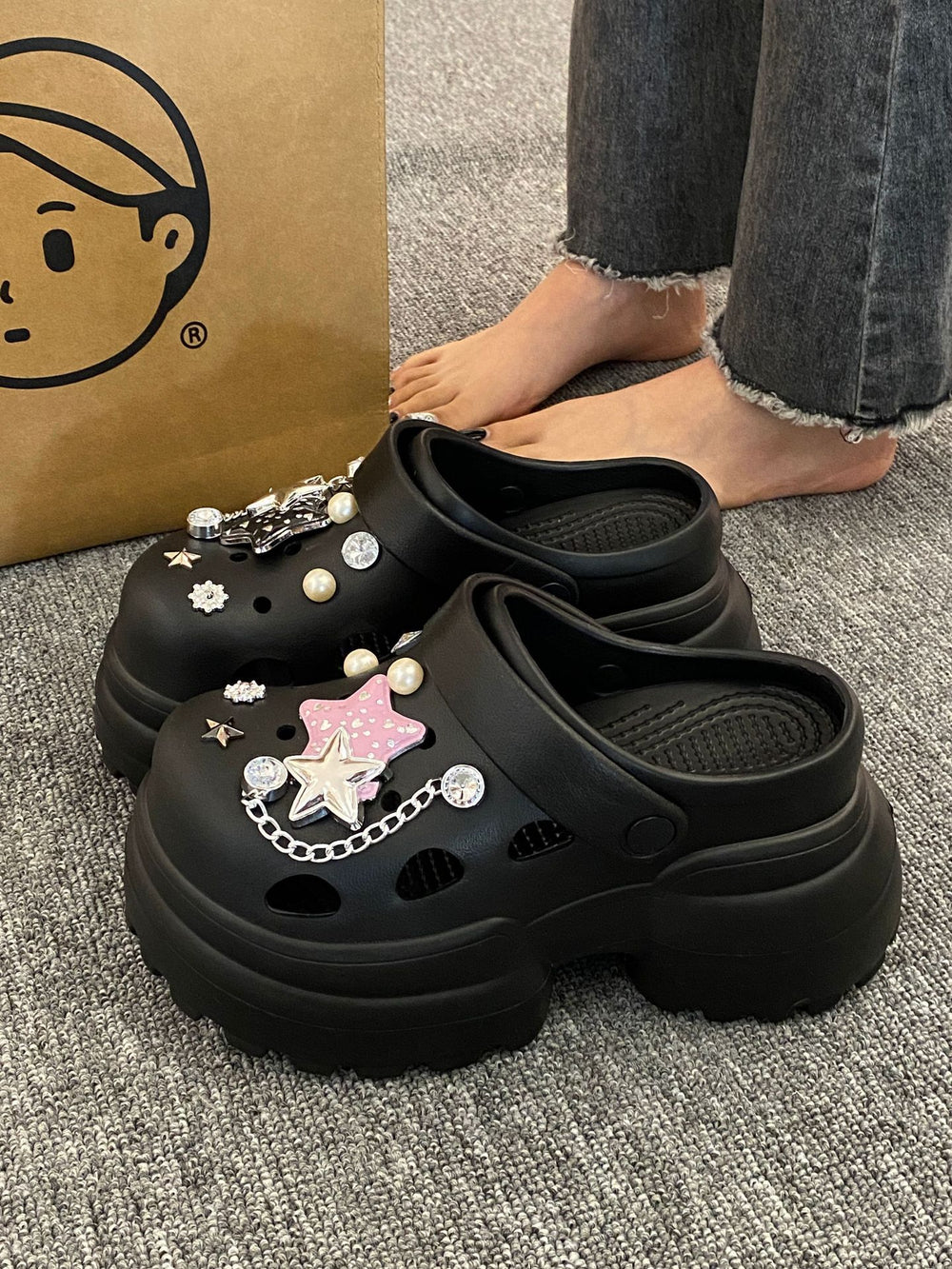 10cm thick sole eva clogs women's outwear heightened toe slippers women's new high heels women's sandals beach shoes