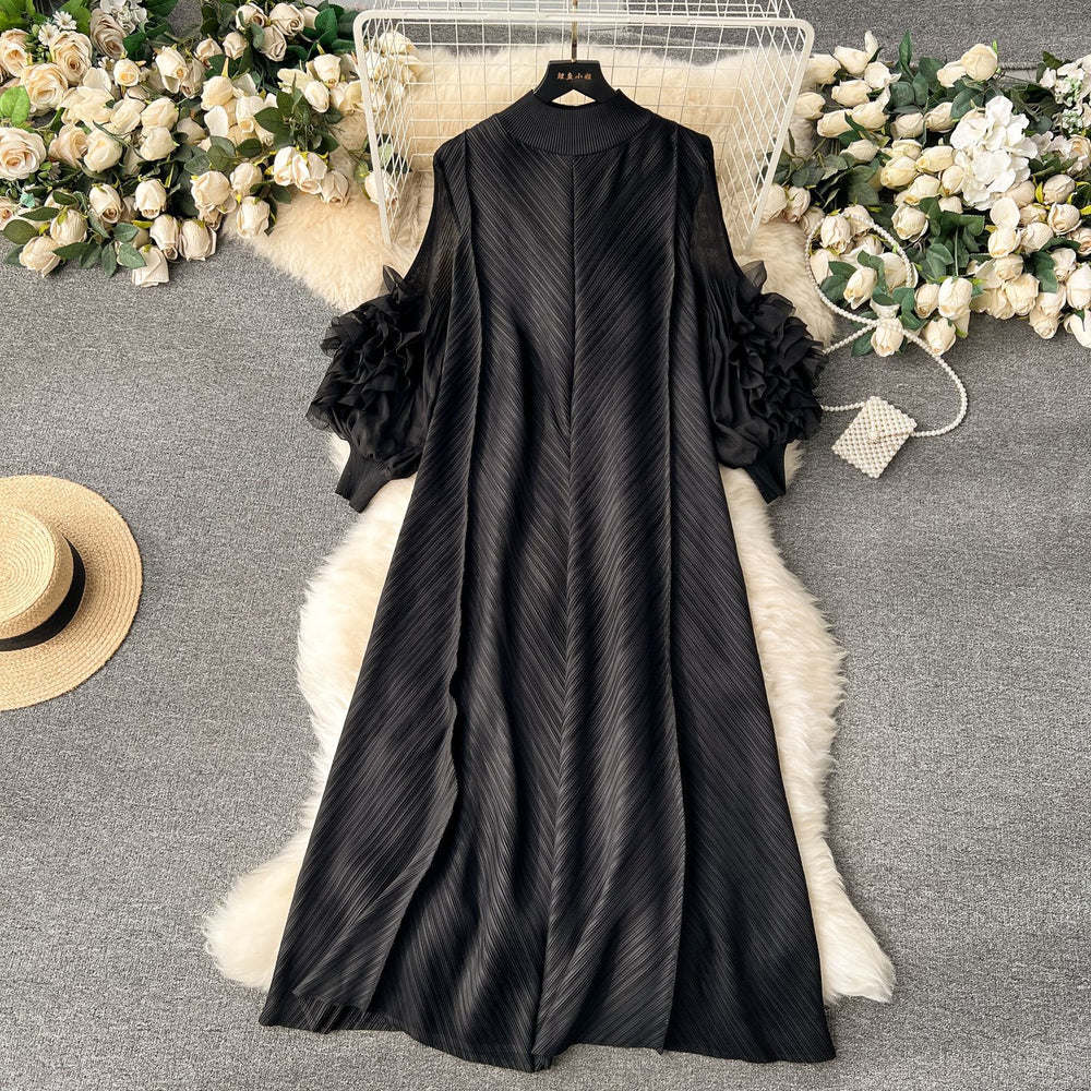 High-end elegancedress female niche light mature style stereo flower looseslimming look drape age-reducing fashion style long skirt