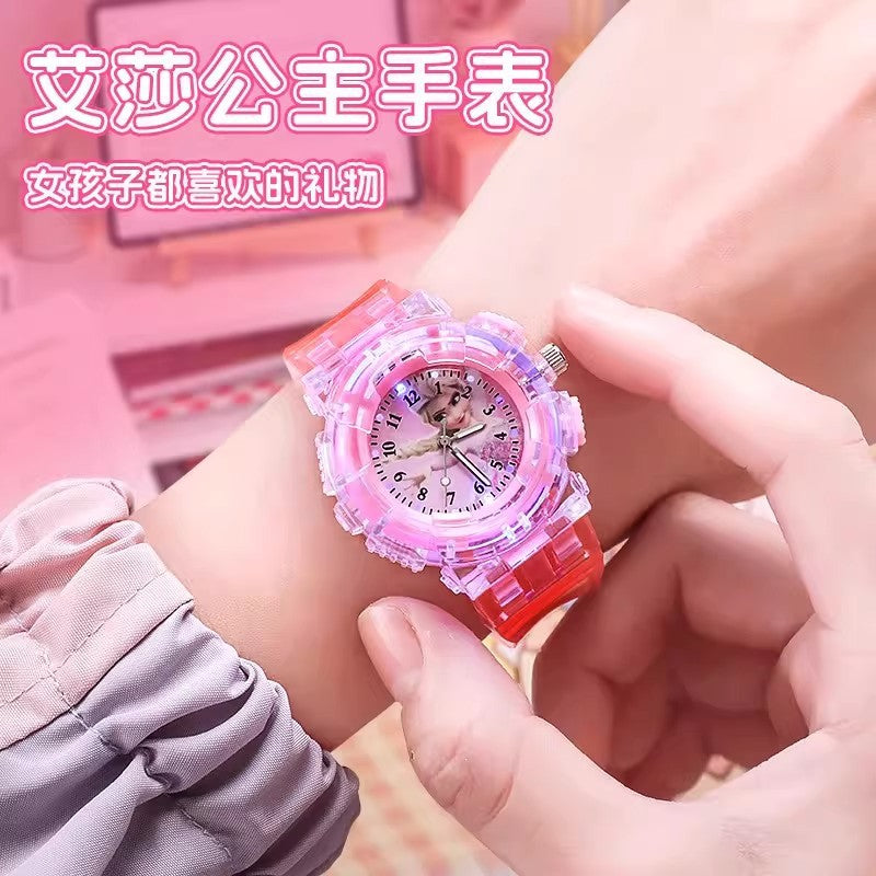 Elsa princess kids watch - girls' luminous electronic watch, cartoon toy, preschool 3-6 years old, waterproof night light