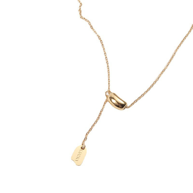 Lentil lucky tassel titanium steel necklace for women accessible luxuryniche style clavicle chain for women sense of design classycasual accessories ins