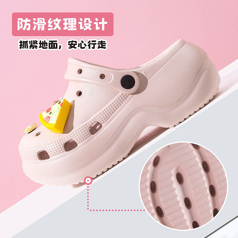 2025 new women's platform clogs: height-boosting, non-slip, odor-resistant, closed-toe sandals and slippers for summer outdoor wear