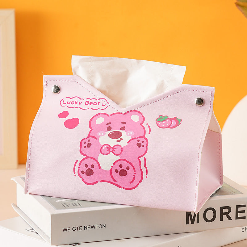 Cute cartoon naughty dog tissue box household car universal pumping paper box large capacity napkin paper box storage box