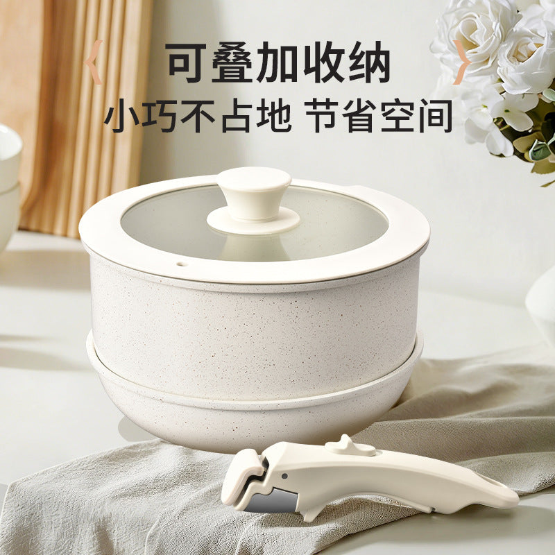 Zhejiang yongkang new detachable handle frying pan wholesale - non-stick cookware set for home use
