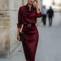 summer new women's fashion: european and american style cross-border dress - elegant commute belted solid color bodycon maxi dress