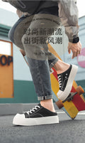 Canvas men's shoes summer breathable easiest for matchcasual big toe sneakers lazy one-leg sports heelless toe half drag