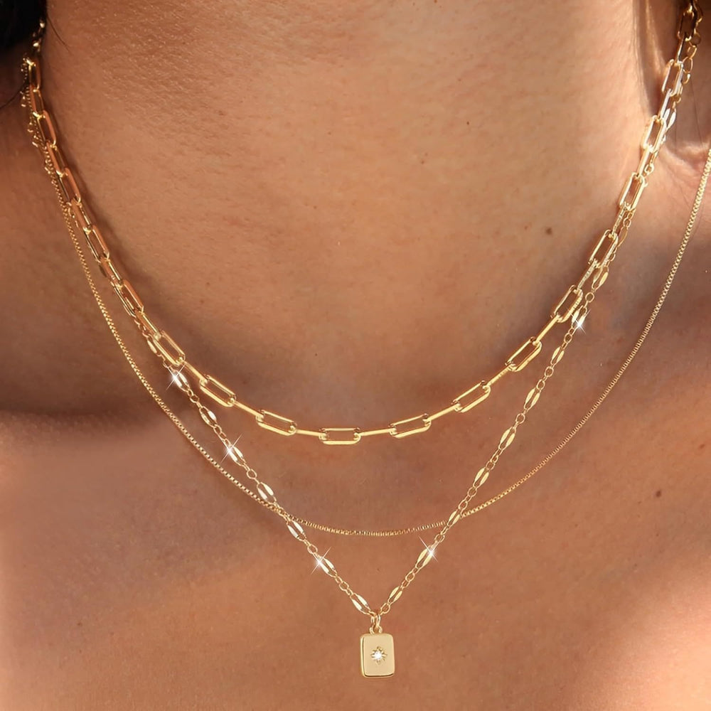 European and american cross-border jewelry accessible luxury niche stackable women's necklace easiest for matchfashion square four-pointed star clavicle chain