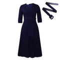 D3291 women's foreign trade dress,  autumn/winter new arrival, ol style fashion suit collar pleated waist plus size african dress