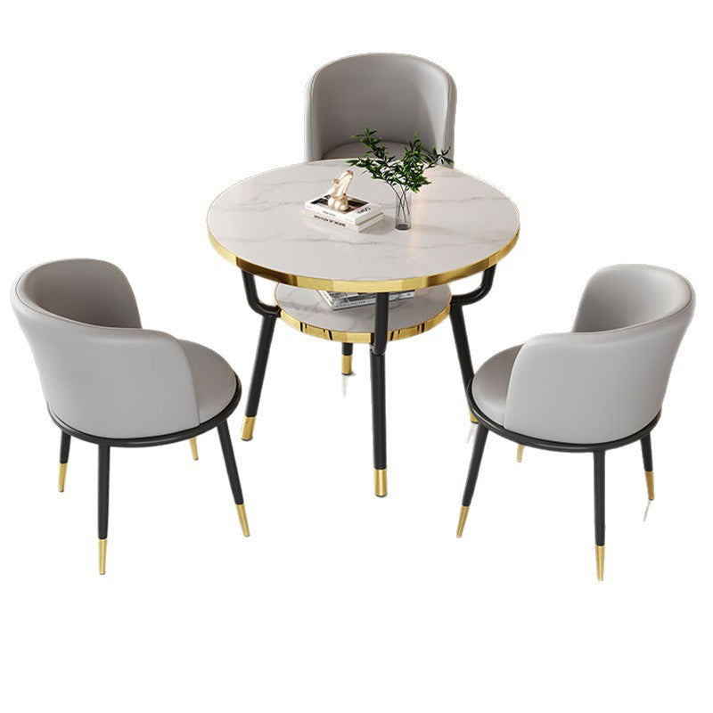 Casual negotiation balcony casual table and chair reception office coffee shop sales office rest area double-layer for home small round table