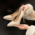 High heels women's color 8/11cm stiletto k-style bright slimming lookelegant bridesmaid dress wedding photo shoes leather shoes flats
