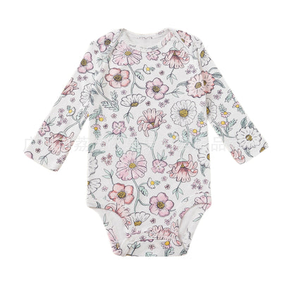 Export children's clothing baby clothes baby girl long sleeves bottom one-piece newborn printing triangle khaki