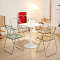 Minimalist folding chair - transparent acrylic photo booth chair for clothing stores, trendy influencer makeup stool, crystal backrest dining chair