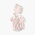 Forest style baby clothes summer thin newborn baby girl bag butt clothes summer lapel princess small monthly age khaki
