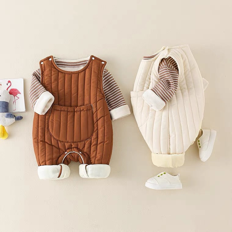 Baby rompers, overalls, and fleece-lined pants - newborn & toddler outerwear for autumn/winter