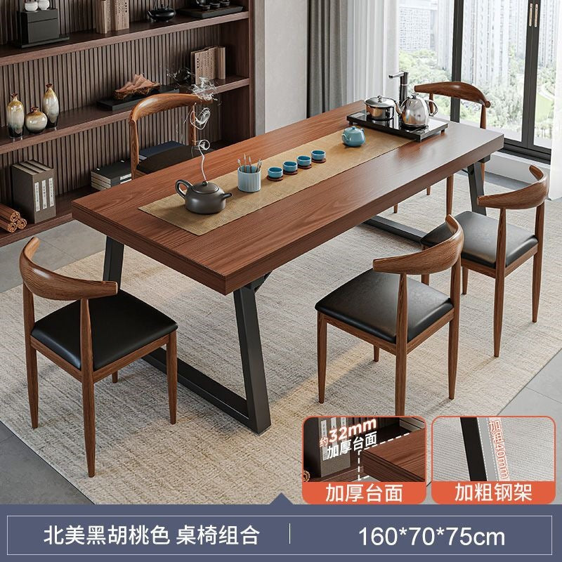 Solid wood color tea table and chair combination, one table and five chairs, tea table, new chinoiserie negotiation office large board tea table, coffee table