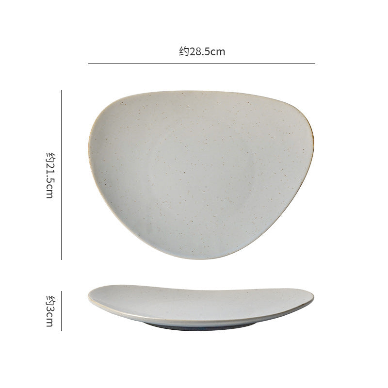 Creative stylish triangle stoneware dinner plate western food steak plate pasta plate cooking plate home practical large dish plate