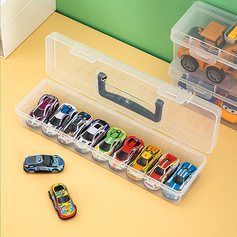 Children's toy car ornament desktop mini car portable storage box transparent square model storage finishing box
