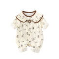 Baby girl's stylish romper, perfect for full-month celebrations, 100-day milestones, princess outings, and as a spring/autumn outdoor crawler suit
