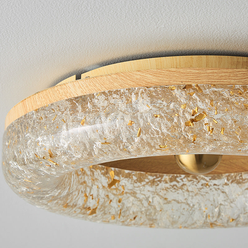 Walnut color resin ceiling light, advanced sense eye protection study round Italian minimalist master bedroom light luxury ceiling light