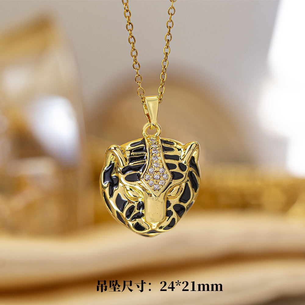 [titanium steel] cross-border popular copper micro-embedded necklace for women, stainless steel gold-plated electroplated high-end exquisite clavicle chain jewelry