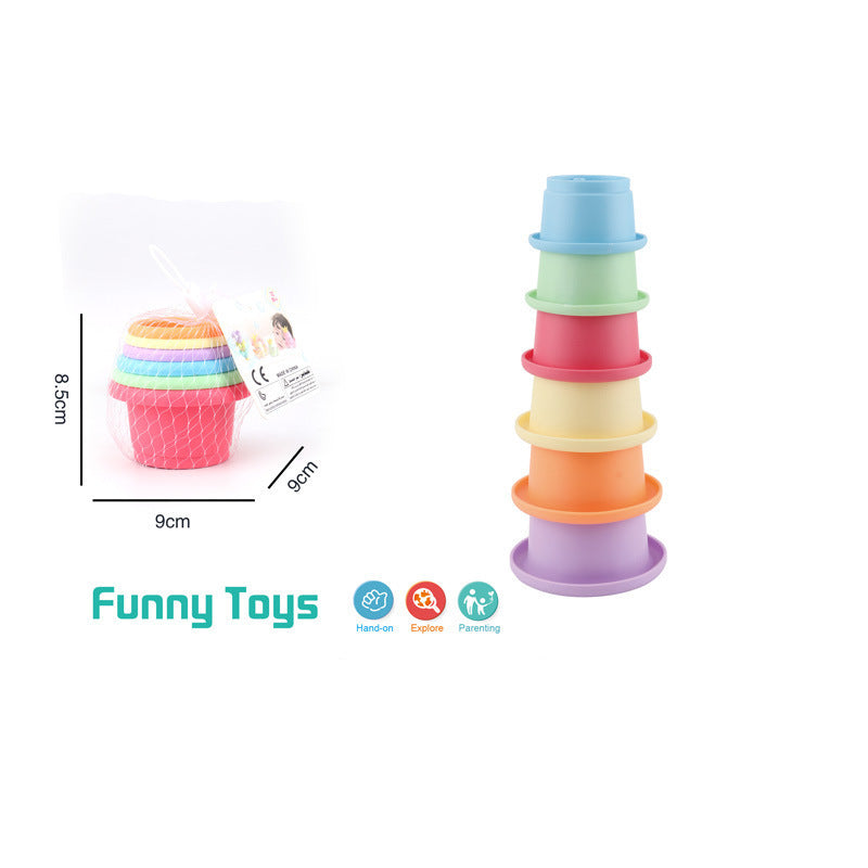 Cross-border  export bathing and water stacking Le Rainbow Tower baby toys children's rings and cups silicone