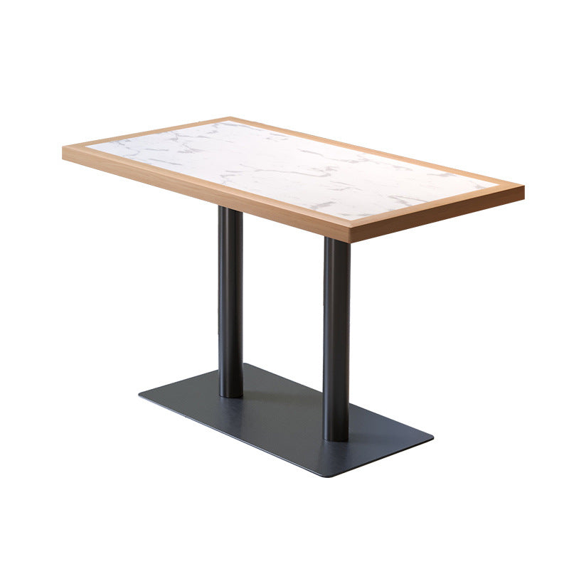 American restaurant Solid wood rock slab table and chair combination Cafe Dessert shop Western restaurant Retro long table Bistro square table
