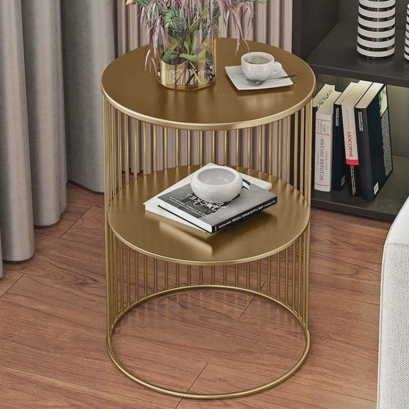 Sofa corner cabinet storage rack living room round table storage side table new scandinavian iron art light luxury side table small coffee table flower table