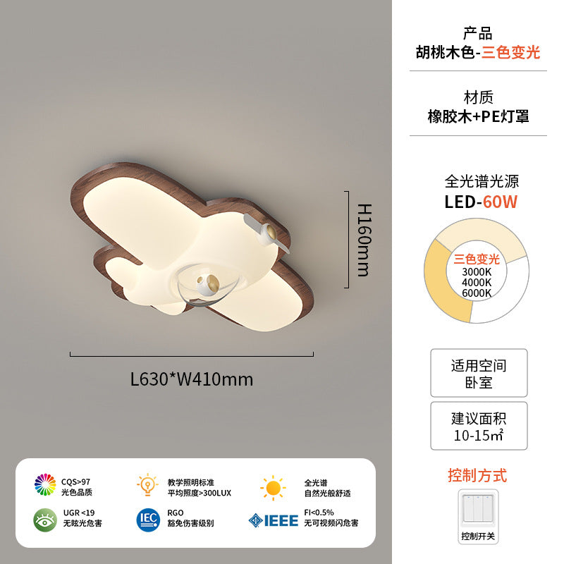 Walnut ceiling light cream antique children's room light creative modeling intelligent lighting warm bedroom light