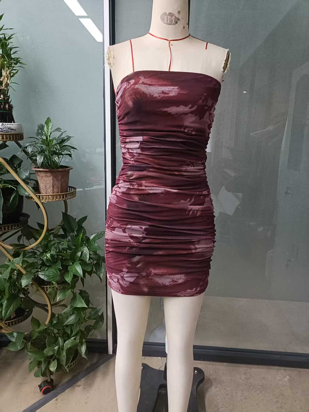 Printed party mini dress  cross-border sexy bandeau bodycon mini skirt factory